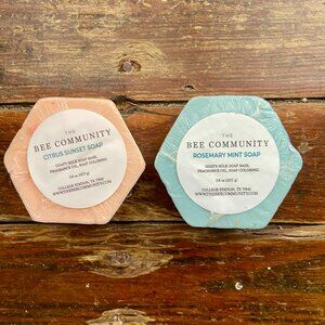 2 Bars The BEE Community Citrus Sunset & Rosemary Mint Goat's Milk Soap TX NIP